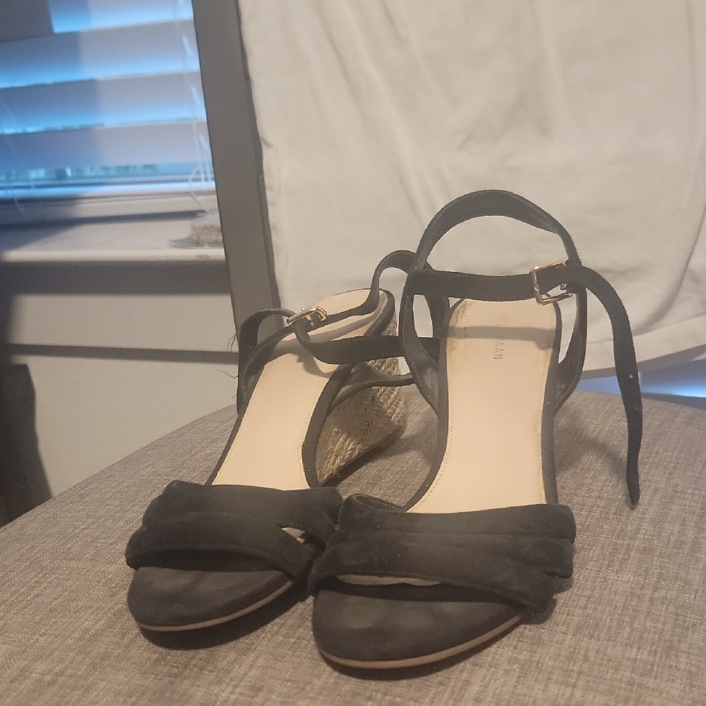 Cole Haan Black Wedge Sandals